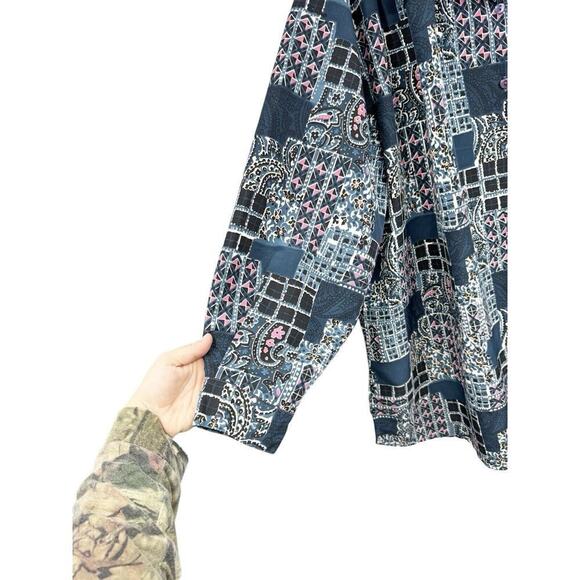 Brylane Woman Multicolor Pattern Button Up Shirt Tunic Womens Plus Size 3XL - Picture 4 of 7